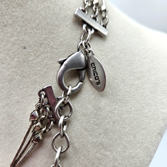 Chico's Gallica Blue Sodalite Stone Illusion Silver-Tone Multi-Strand Necklace - Picture 6 of 6